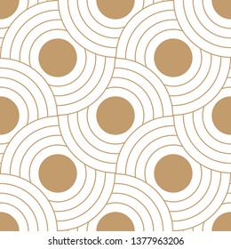 Abstract retro pattern of geometric shapes. Golden mosaic backdrop. Geometric wave of circles  background, vector

