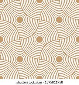 Abstract retro pattern of geometric shapes. Golden mosaic backdrop. Geometric wave of circles  background, vector
