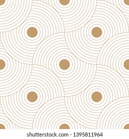 Abstract retro pattern of geometric shapes. Golden mosaic backdrop. Geometric wave of circles  background, vector
