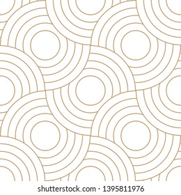 Abstract retro pattern of geometric shapes. Golden mosaic backdrop. Geometric wave of circles  background, vector
