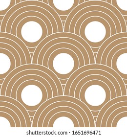 Patrón retro abstracto de formas geométricas. Fondo de mosaico dorado. Onda geométrica de fondo de círculos, vectorial
