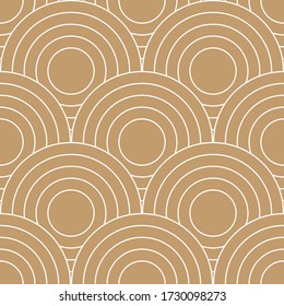 Abstract retro pattern of geometric shapes. Golden mosaic backdrop. Geometric wave of circles  background, vector
