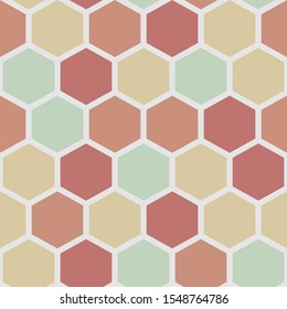 Abstract retro pattern of honeycombs, geometric shapes. Colorful gradient mosaic background. Vector geometric background.