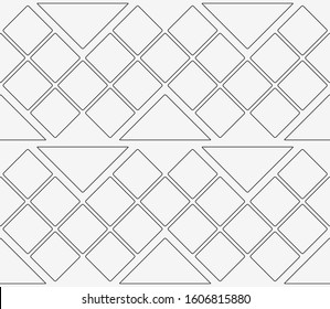 Abstract Retro Pattern with lines and triangles. Vector simple seamless background
