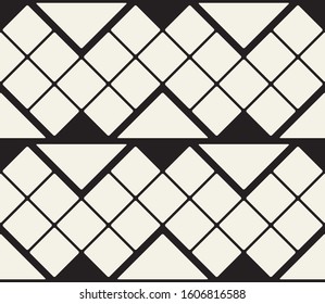 Abstract Retro Pattern with lines and triangles. Vector simple seamless background