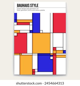 Abstract retro pattern. Piet Mondrian style. Cover design. Poster vector template
