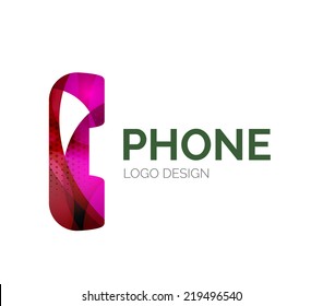 Abstract retro phone logo design made of color pieces - various geometric shapes