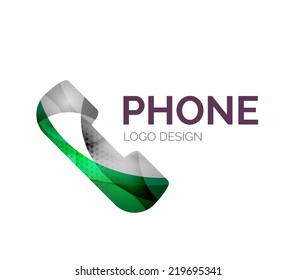 Abstract retro phone logo design made of color pieces - various geometric shapes