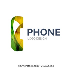 Abstract retro phone logo design made of color pieces - various geometric shapes