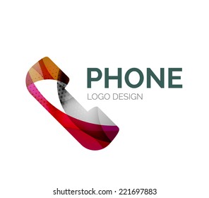 Abstract retro phone logo design made of color pieces - various geometric shapes