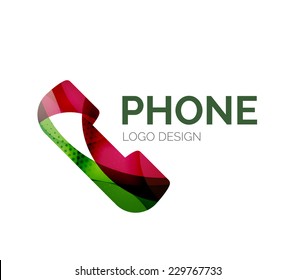 Abstract retro phone logo design made of color pieces - various geometric shapes