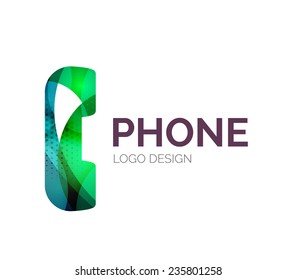 Resumen de diseño del logotipo del teléfono retro hecho de piezas de color - varias formas geométricas