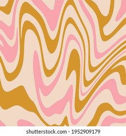 Abstract Retro Pink and Gold 70s Psychedelic Aesthetic Vector Illustration Background
