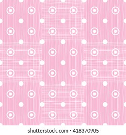 Abstract retro polka dot geometric seamless pattern background  with a fabric effect texture vector illustration