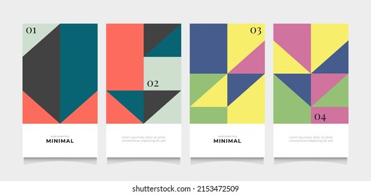 Abstract retro pop business geometric cover poster background vector collection. Presentation report banner magazine and social media layout template.