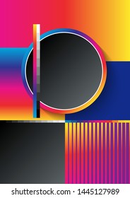 Abstract retro poster design. Colorful template with geometric shapes elements. Applicable for brochures, posters, covers and banners. Vector illustration.