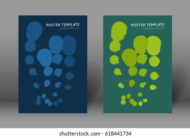 Abstract retro poster design template with colorful grunge circles. Flyer background