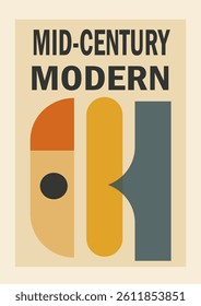 Abstract Retro Poster Mid Century Modern Different Shapes Contemporary Vector Design