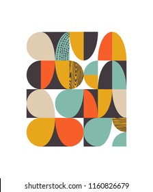 Abstract retro poster, yellow, orange, teal and grey elements, eps10 vector illustration