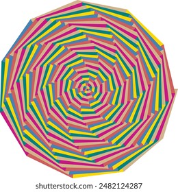An abstract retro psychedelic spiral shape design element.