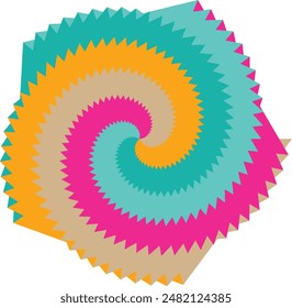 An abstract retro psychedelic spiral shape design element.