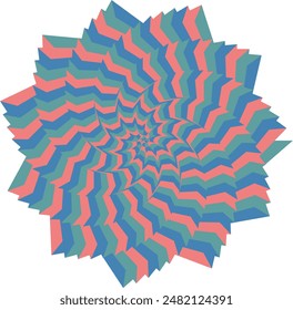 Elemento abstracto de diseño de forma espiral psicodélica retro.