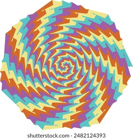 An abstract retro psychedelic spiral shape design element.