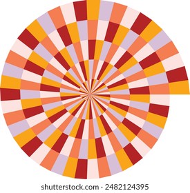 Elemento abstracto de diseño de forma espiral psicodélica retro.