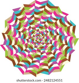 An abstract retro psychedelic spiral shape design element.