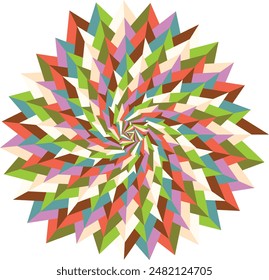 An abstract retro psychedelic spiral shape design element.