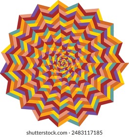 An abstract retro psychedelic spiral shape design element.