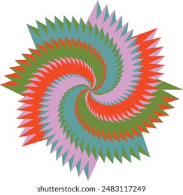 Elemento abstracto de diseño de forma espiral psicodélica retro.