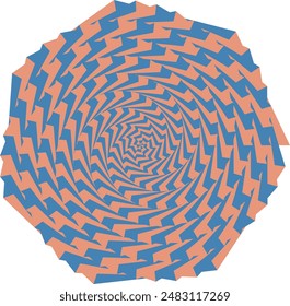 Elemento abstracto de diseño de forma espiral psicodélica retro.