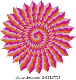 An abstract retro psychedelic spiral shape design element.