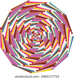 Elemento abstracto de diseño de forma espiral psicodélica retro.