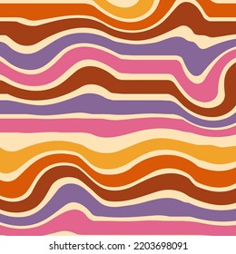 Abstract retro rainbow 70s-90s Psychedelic Aesthetic background. Vector illustration