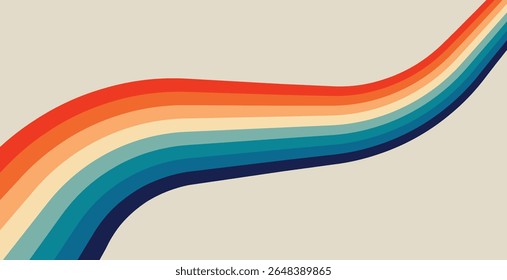  Fondo abstracto del arco iris retro con líneas vibrantes
