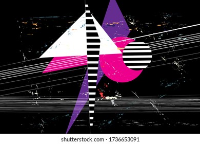 Abstract retro raster color background with geometric objects