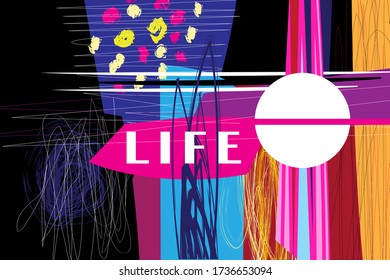 Abstract retro raster color background with geometric objects