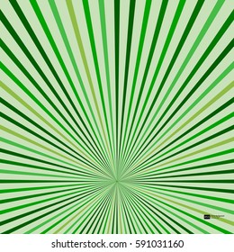 Abstract retro rays green background.