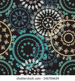 Abstract retro seamless background with  lace circles elements. Endless abstract backdrop