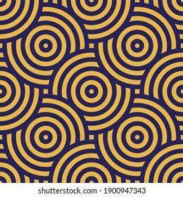 Abstract retro seamless linear flowing pattern with circles for packaging, merchandise, advertising etc.