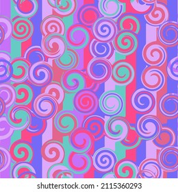 Abstract retro seamless pattern background. Psychedelic Aesthetic 70s-90s vector illustration. circles