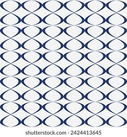 Abstract retro seamless pattern with blue round shapes on white background