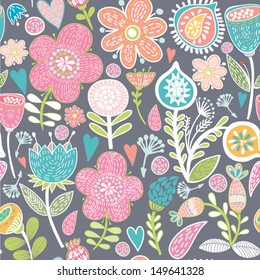 Abstract Retro Seamless pattern. Bright Seamless pattern can be used for wallpaper, pattern fills, web page background,surface textures. Gorgeous seamless floral background.