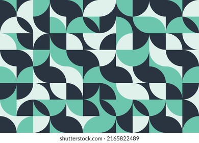 Resumen de diseño de patrones retro sin fisuras con composición de formas geométricas aleatorias. Medio círculo escandinavo, cuadrado, rectángulos y triángulos adorno de fondo baldosa