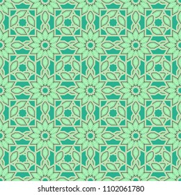Abstract retro seamless pattern of geometric shapes. Geometric hipster tiles background. Colorful mosaic backdrop in purple, blue and black colors. Vector illustration.