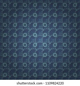 Abstract retro seamless pattern of geometric shapes. Colorful mosaic backdrop in gray, orange and blue colors. Geometric hipster tiles background.
