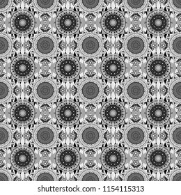Abstract retro seamless pattern of geometric shapes. Colorful mosaic backdrop in white, gray and black colors. Geometric hipster tiles background. Vector illustration.