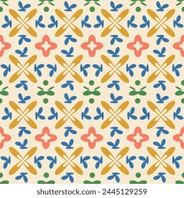 Abstract retro seamless pattern. Geometric ornament endless background. trendy y2k elements repeat cover. Groovy loop elements.Vector flat illustration.